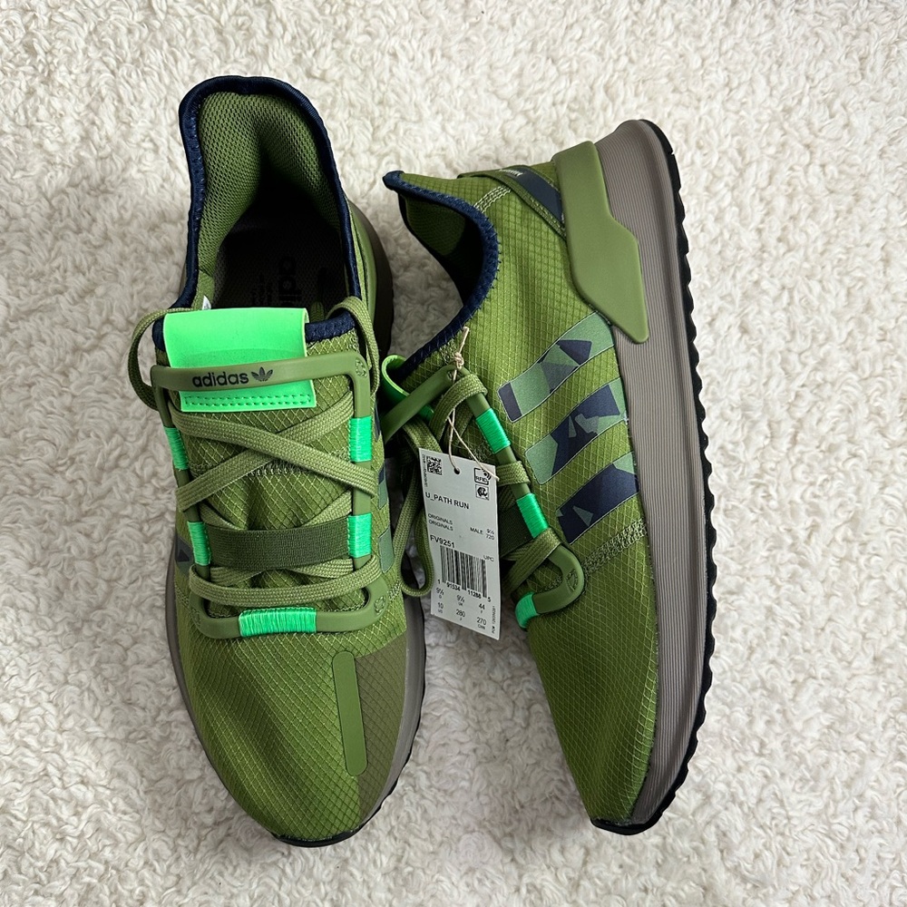 Adidas U Path Run Men's Green Camo Lime Black Gray Sneakers Shoes 10 NWT